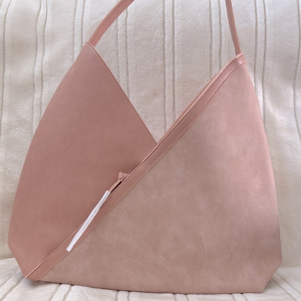 Geometric Design Hobo Shoulder Bag in Blush